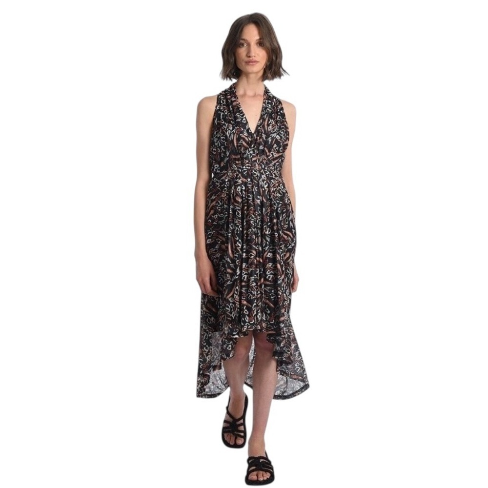 Molly Bracken -Printed Halter Neck Hi-Low Midi Dress Sz M